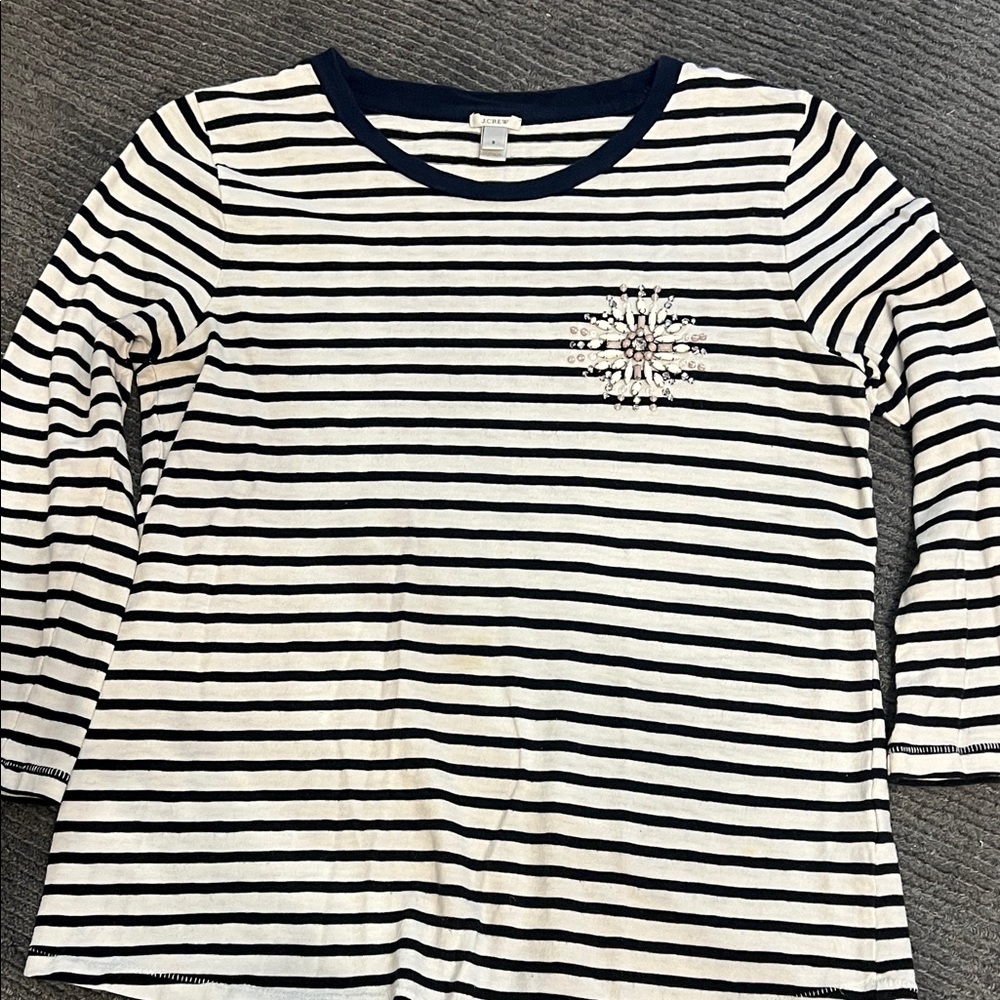 J. Crew Navy and White Striped Long Sleeve Tee